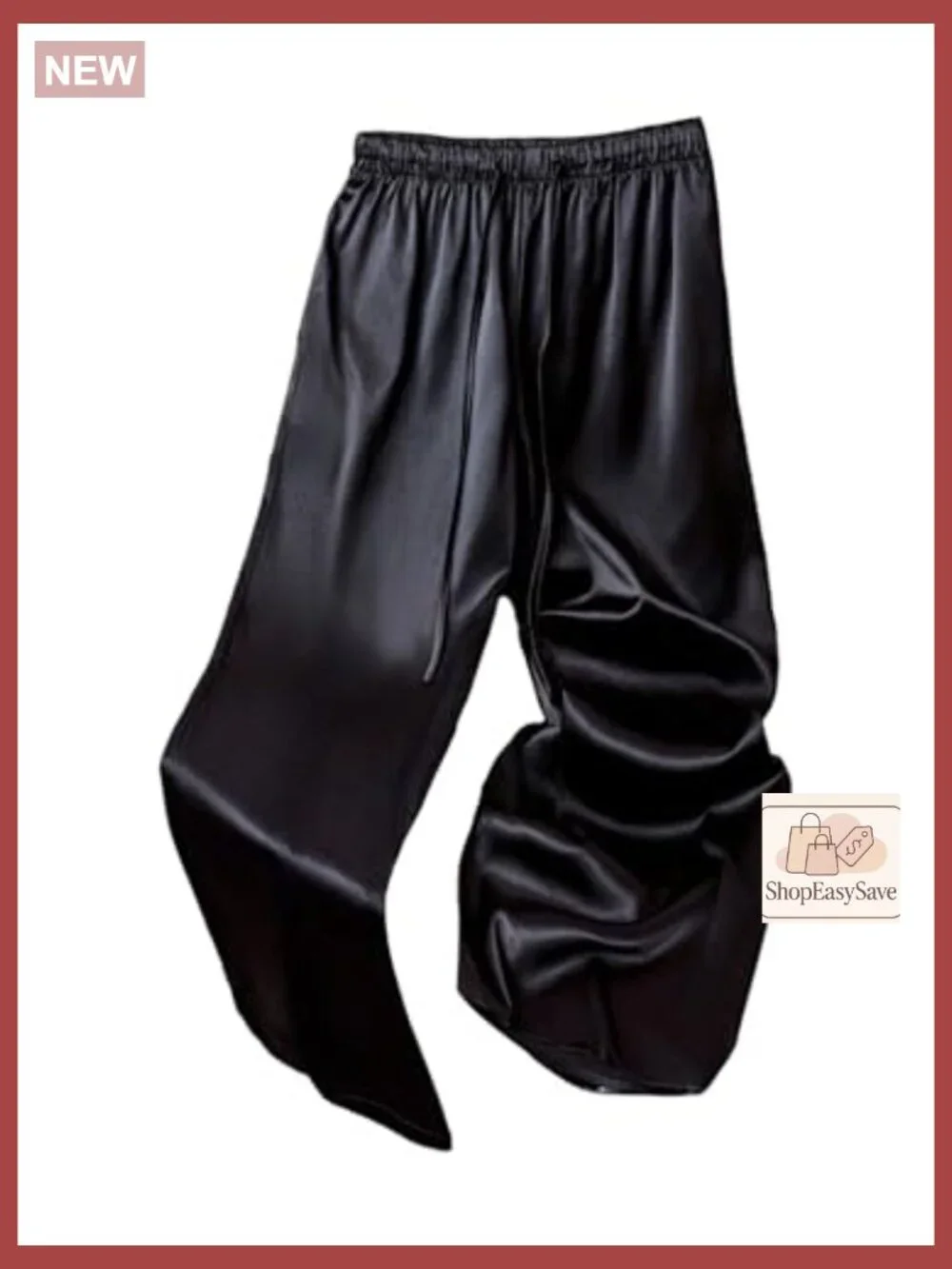 Satin Wide Leg Pants High Waisted Drawstring Dressy Casual Business Trousers